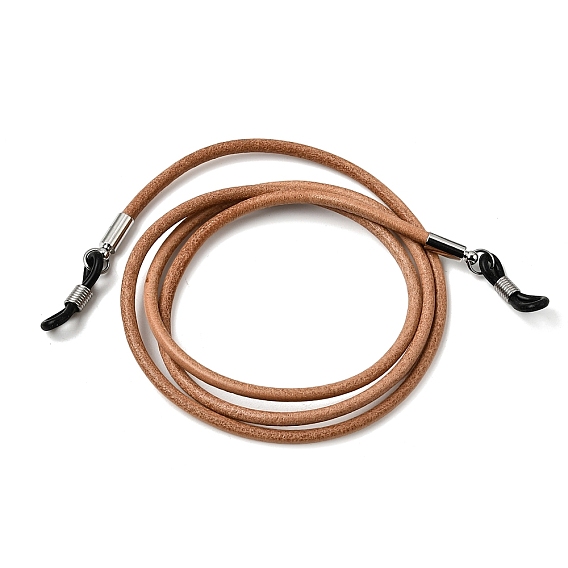 Ремешок на шею из коровьей кожи для очков, шнурок для очков с резиновыми петлями на концах