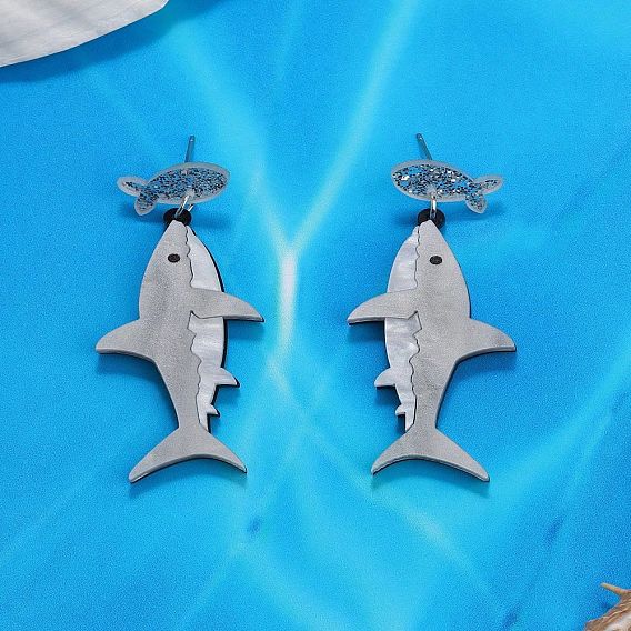 Акриловые болтаться серьги стержня, акула