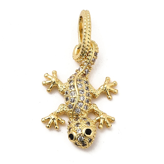 Латунные микро проложить кубического циркония подвески, прелести геккона, без свинца и без кадмия, долговечный, стойки покрытие