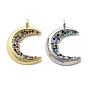 Латунные микро-паве красочные кубические циркониевые подвески, луна, стойки покрытие, долговечный, без свинца и без кадмия