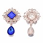 Alloy Cabochons,with Rhinestone, Cadmium Free & Lead Free, Faceted, Rhombus, Rose Gold