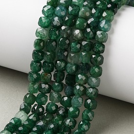 Natural Fuchsite Beads Strands, Faceted Table Cut Cube Beads