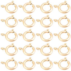 20Pcs Brass Spring Ring Clasps, Rack Plating, Nickel Free