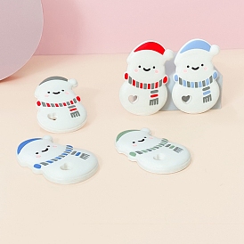 Cabochons en silicone écologiques de qualité alimentaire en forme de bonhomme de neige, perles à mâcher pour les jouets de dentition, Diy soins infirmiers colliers faisant, pour noël