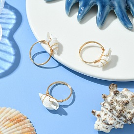 Natural Spiral Shell Finger Rings, Brass Rings for Women