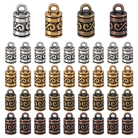200 piezas 4 estilos extremos de cordón de aleación de estilo tibetano, columna