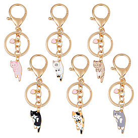 6шт. брелки из эмалевого сплава, с застежками-кнопками из сплава и кольцами