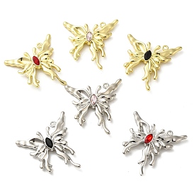 Spray Painted Alloy Micro Pave Cubic Zirconia Pendants, Butterfly Charm