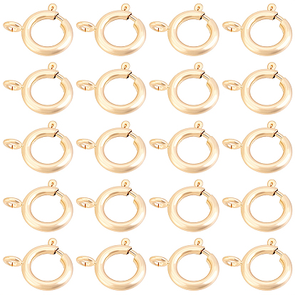 20Pcs Brass Spring Ring Clasps, Rack Plating, Nickel Free