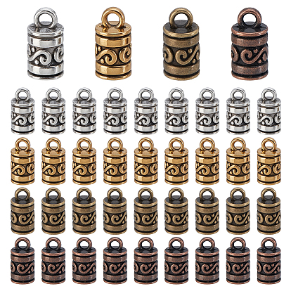200 piezas 4 estilos extremos de cordón de aleación de estilo tibetano, columna