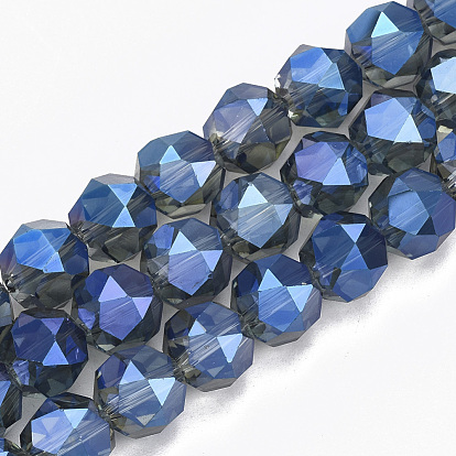 Electroplate Glass Beads Strands, Faceted, Round