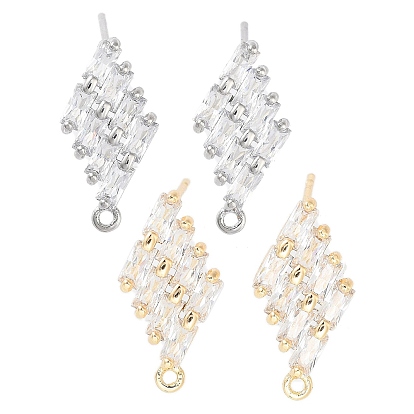 Латунные серьги-гвоздики из циркония, без кадмия, без никеля и без свинца, ромб