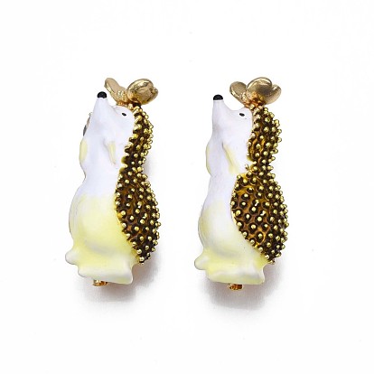 Hedgehog Enamel Pin, 3D Animal Alloy Brooch for Backpack Clothes, Nickel Free & Lead Free, Light Golden