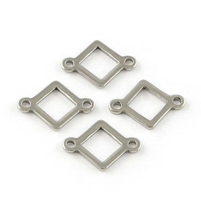 Smooth Surface 201 Stainless Steel Rhombus Links Connectors, 16x12x1mm, Hole: 1.5mm