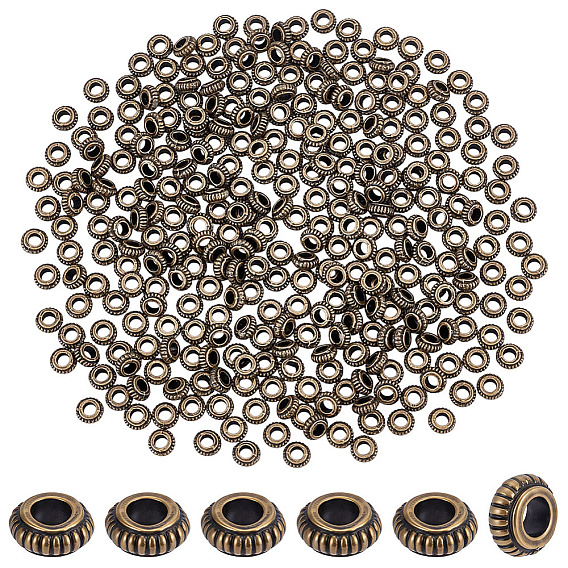 300 Perles en alliage de style tibétain, rondelle
