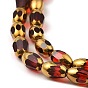 Faceted Electroplate Glass Beads Strands, Golden Plated, Oval