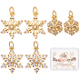 12 pcs 3 colgantes de circonita cúbica transparentes micro pavé de latón estilo, copo de nieve