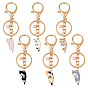 6шт. брелки из эмалевого сплава, с застежками-кнопками из сплава и кольцами