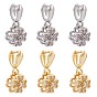 Brass Micro Pave Cubic Zirconia Pendant Pinch Bails, Clover, Clear