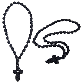 2шт. 2 стили: плетеные полиэстеровые шнурки, подвески в виде крестов, молитвенные ожерелья