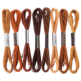 8 моточки 8 цвета 6 многослойная полиэфирная нить для вышивания, нитки для вышивки крестом, вышивка кисточкой, градиент цвета