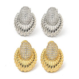 Teardrop Brass Pave Clear Cubic Zirconia Stud Earrings