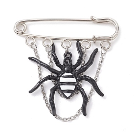 Halloween Spider Alloy Enamel Charm Brooch Pin, Iron Safety Kilt Pin