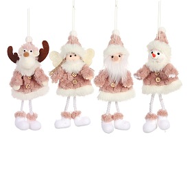 Wool Doll Pendant Decoration, Santa Claus Deer Angel Snowman Christmas Tree Hanging Ornaments, for Party Gift Home Decoration