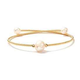 Bracelet de perles de perles naturelles pour fille femme, bracelets dynamométriques en fil d'acier et de cuivre, or