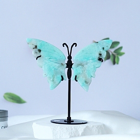 Carved Butterfly Natural Amazonite Display Decoration, for Home Office Decorations