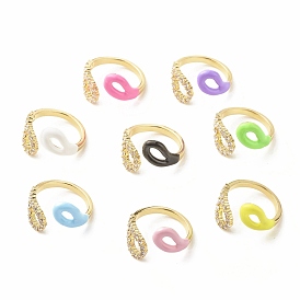 Двойное кольцо-манжета в форме капли из кубического циркония с эмалью, открытое кольцо из настоящей позолоченной латуни 18k для женщин, без кадмия и без свинца