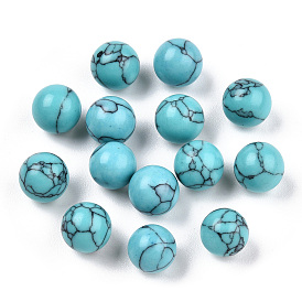 Round Dyed Synthetic Turquoise Beads, Gemstone Sphere, No Hole/Undrilled