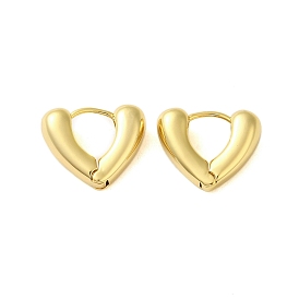 Heart Brass Hoop Earrings for Women