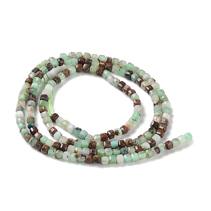 Natural Chrysoprase Beads Strands, Cube, Faceted