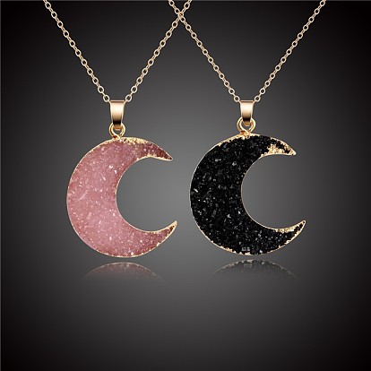 Minimalist Moon Pendant Necklace for Women - Fashion Sweater Chain Jewelry