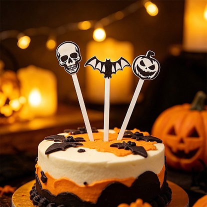 Wood Halloween Cake Topper, Cupcake Picks, Halloween Party Dessert Decorations