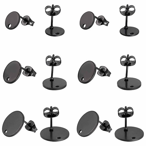 30 шт. 3 размер 304 детали серьги-гвоздики из нержавеющей стали, с отверстием и ушными гайками / серьгами сзади, плоско-круглые