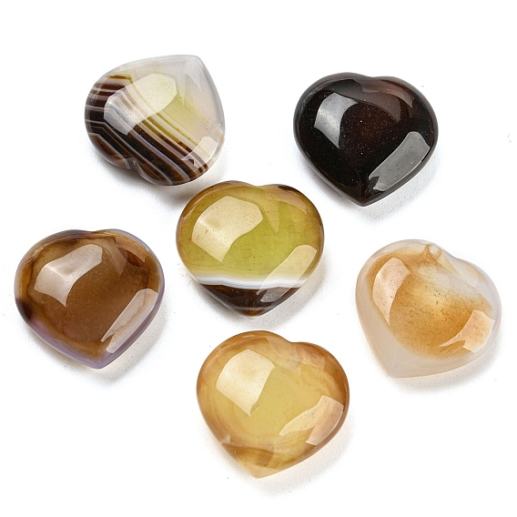 Natural Agate Heart Palm Stones, Dyed & Heated, for Energy Balancing Meditation