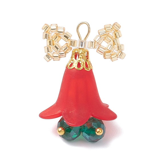 Подвески из стекла и акрила, с латунной фурнитурой , цветок