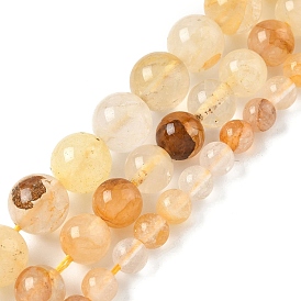 Бусы из натурального желтого гематоидного кварца, круглые