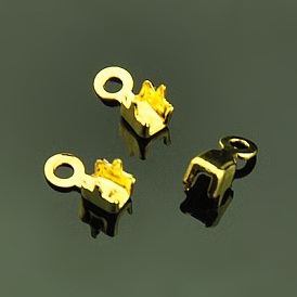 Brass Cup Chain Ends, Rhinestone Cup Chain Connectors, 7x3mm, Hole: 1mm