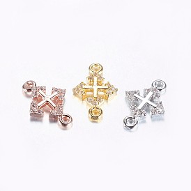 Long-Lasting Plated Brass Micro Pave Cubic Zirconia Links, Cross