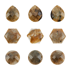 9pcs 3 cabochons de labradorite naturelle de style, facette, demi-rond & hexagone & larme