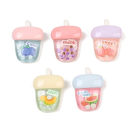 Printed Transparent Resin Imitation Drink Cabochons, Fruit Juice