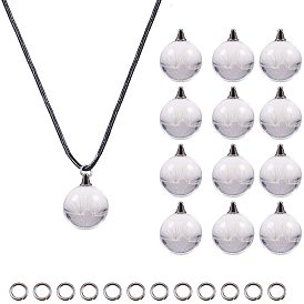 DIY Necklaces Making, with Alloy Glass Pendants and Leather Necklace Making, Brass Open Jump Rings