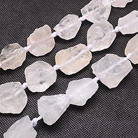 Natural Quartz Crystal Strands, Nuggets, 18~35x15~26x9~21mm, Hole: 1mm