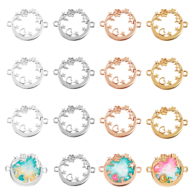 Olycraft Alloy Kitten Open Back Bezel Links, for DIY UV Resin, Epoxy Resin, Pressed Flower Jewelry, Cadmium Free & Lead Free, Flat Round with Heart & Star