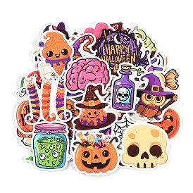 50Pcs Halloween Cartoon Paper Self-Adhesive Picture Stickers, for Water Bottles, Laptop, Luggage, Cup, Computer, Mobile Phone, Skateboard, Guitar Stickers Decor