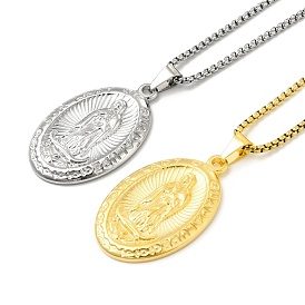 Stainless Steel Virgin Mary Pendant Necklace with Box Chains for Women