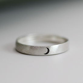 925 кольцо на палец регулируемое, серебро, луна